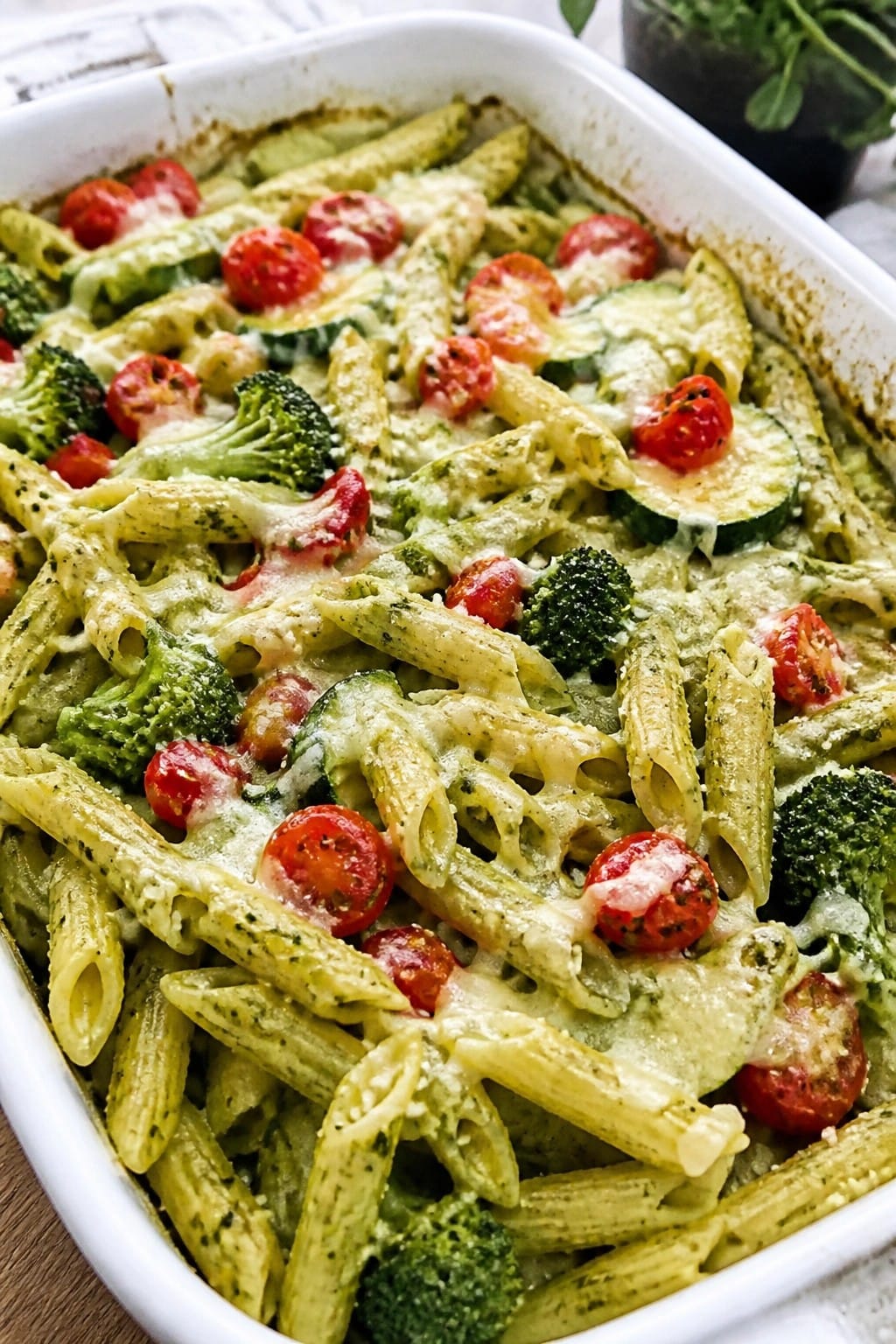 Pesto Primavera Pasta Casserole