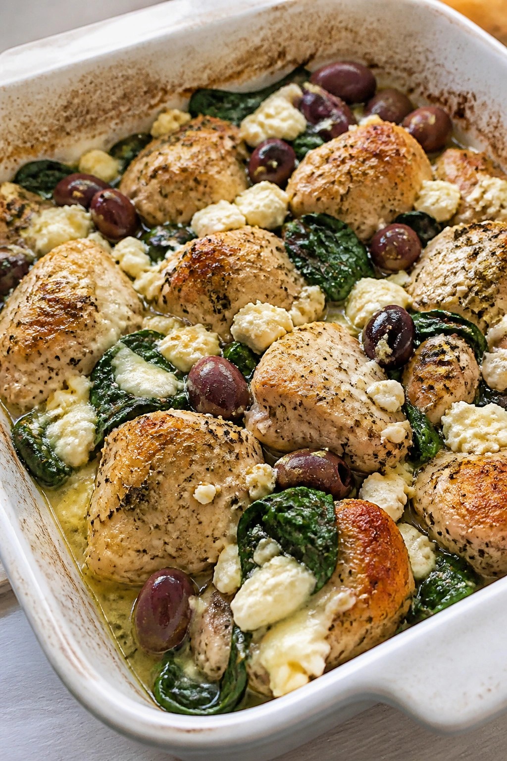 Lemon Feta Greek Chicken Casserole