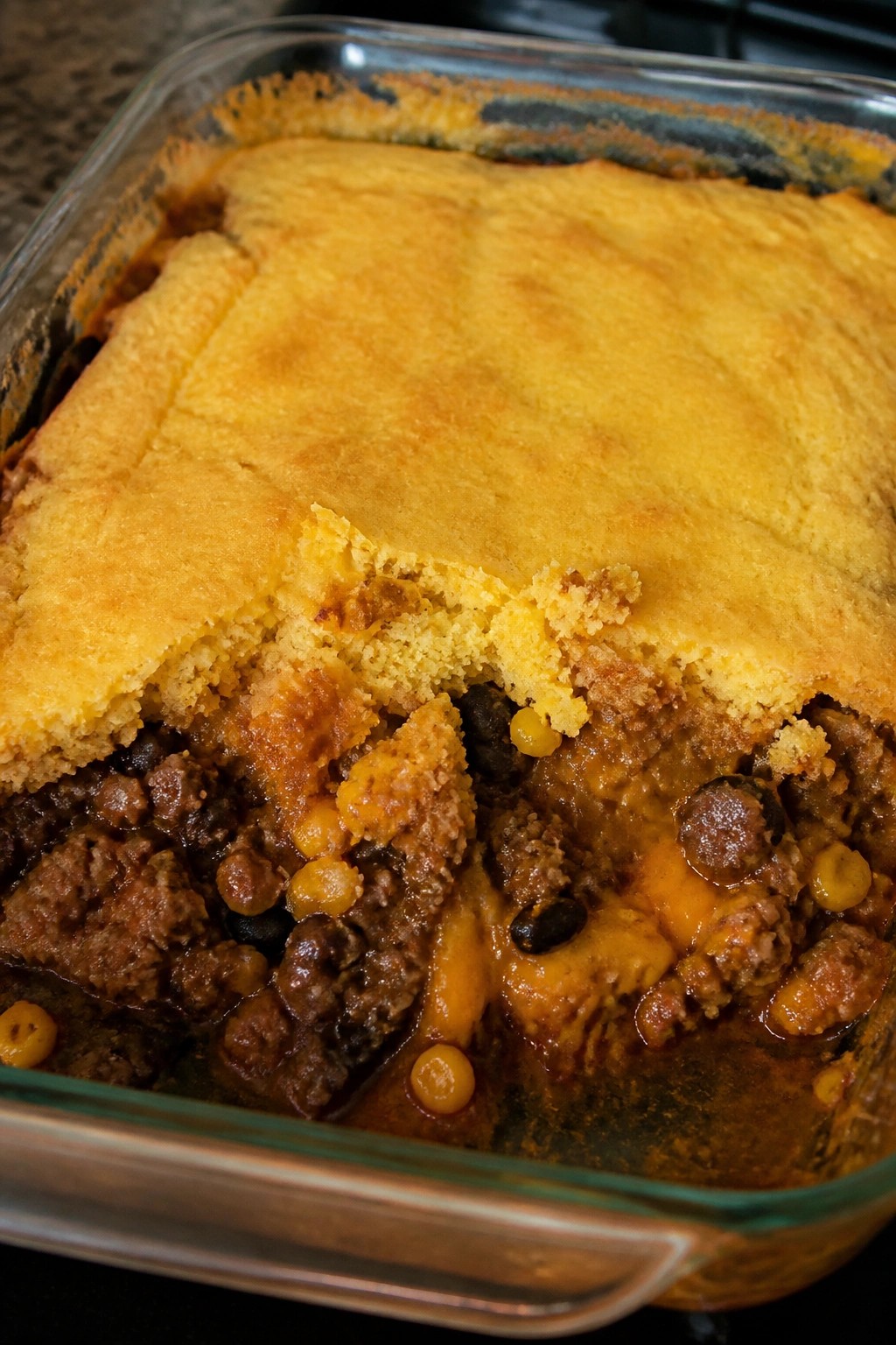 Beef Enchilada Cornbread Casserole