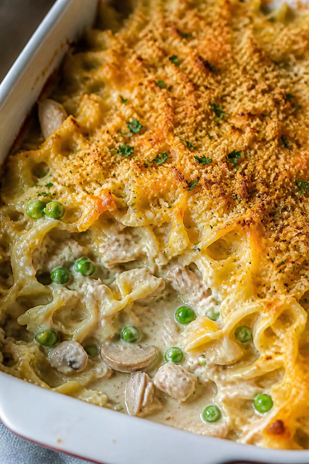 Creamy Tuna Noodle Casserole with Peas