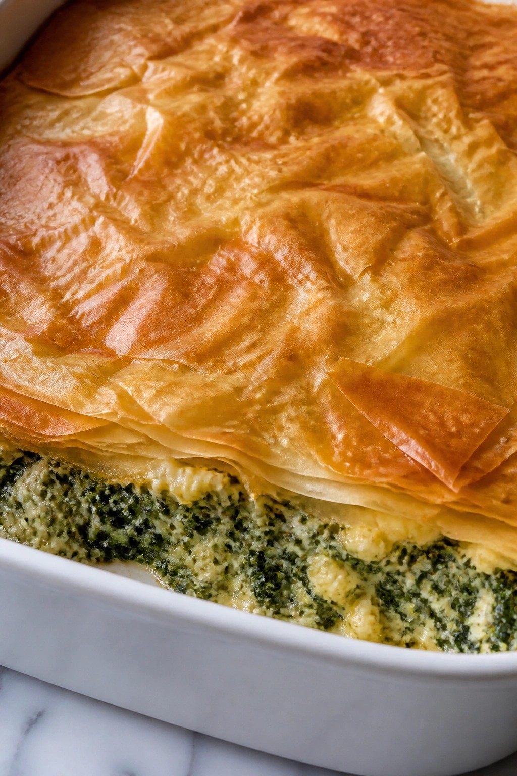 Greek Spinach Feta Phyllo-Topped Casserole