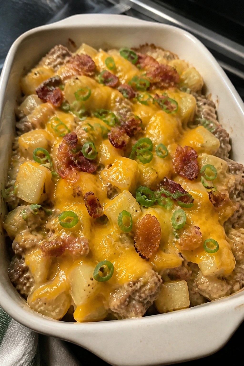 Loaded Baked Potato Casserole with Ground Beef