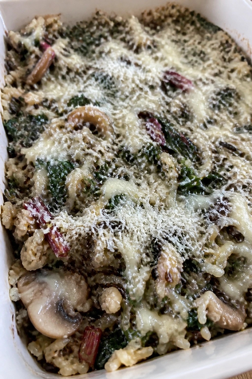 Mushroom Wild Rice and Swiss Chard Casserole