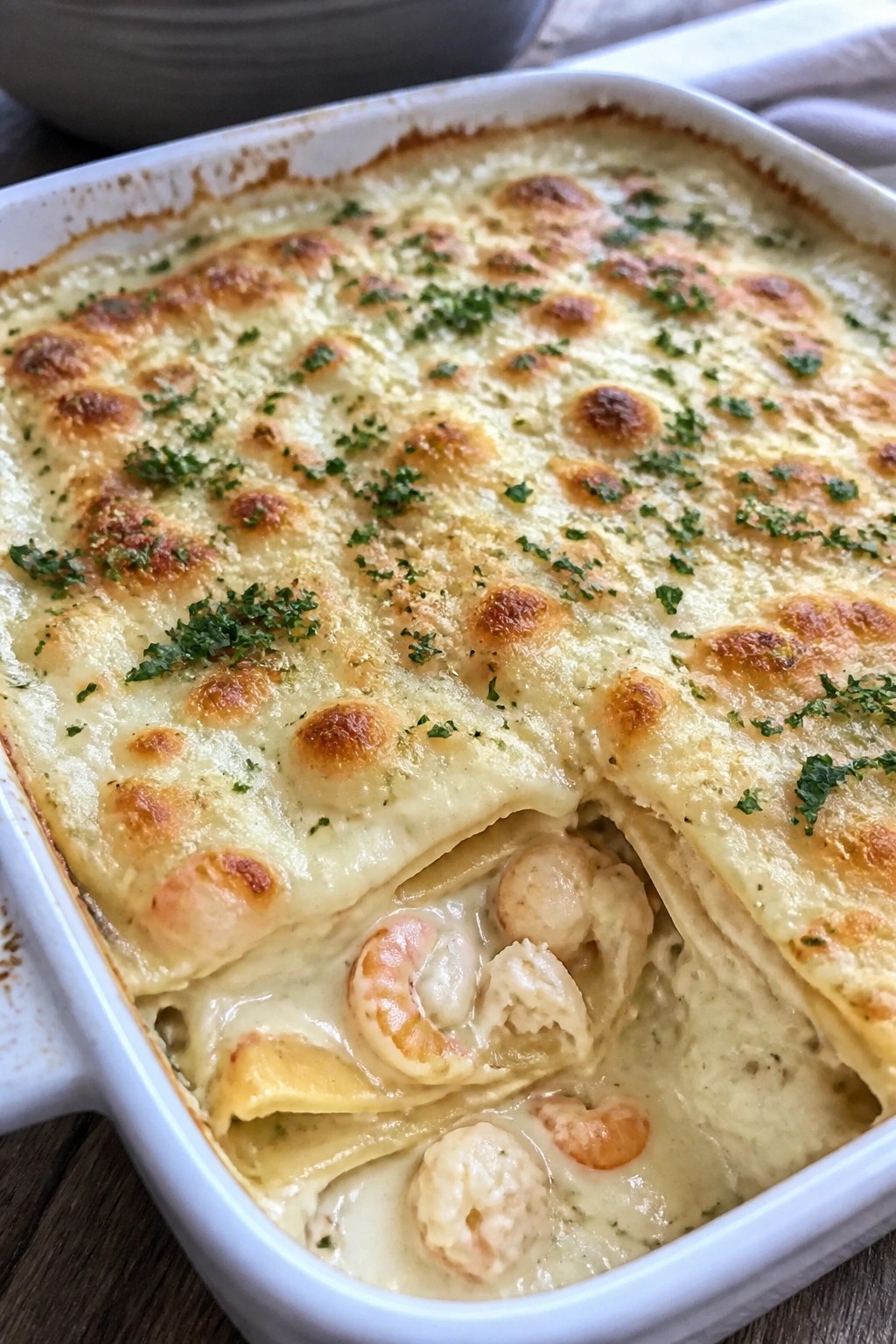 Seafood Lasagna with White Sauce