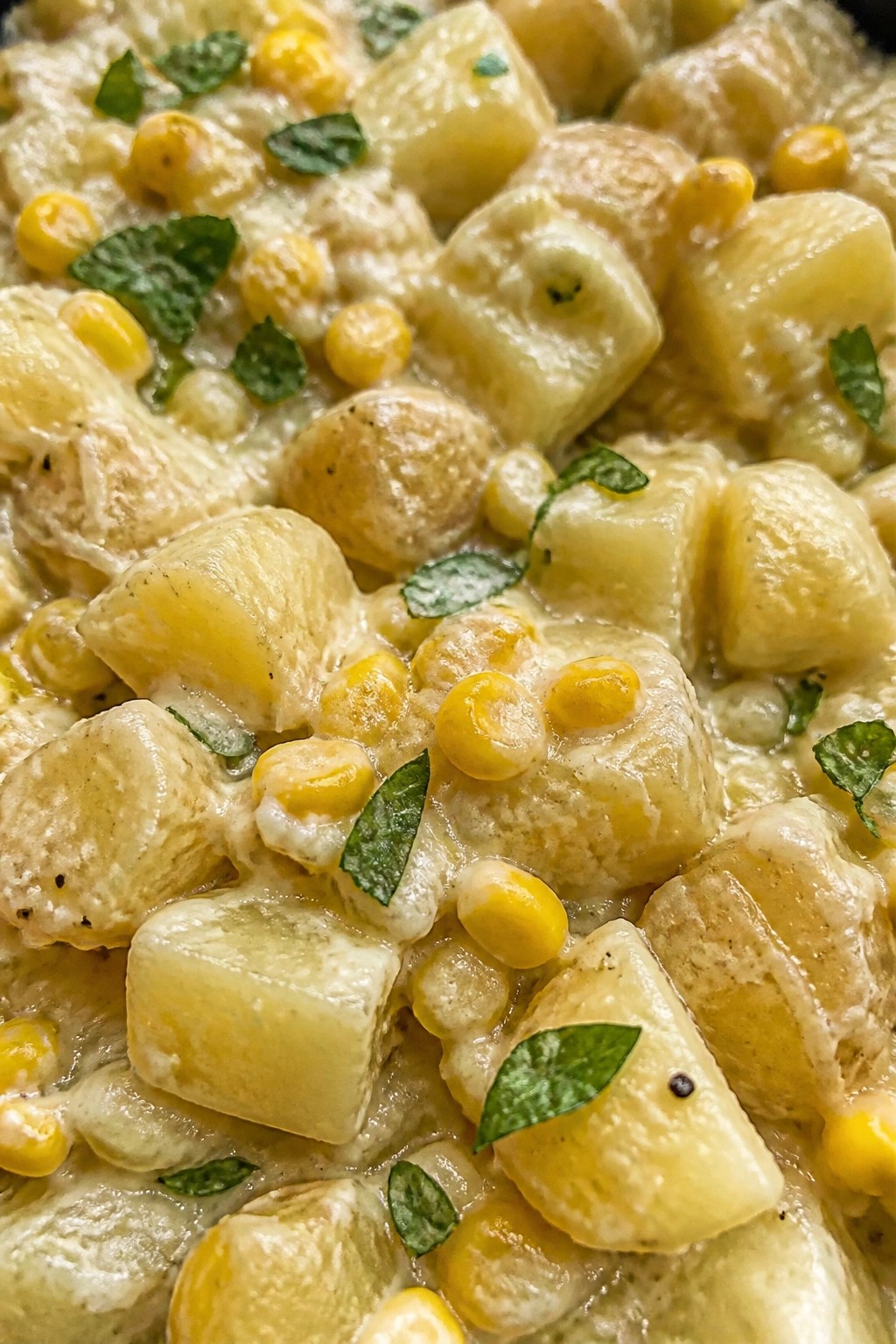Creamy Basil Corn and Potato Casserole