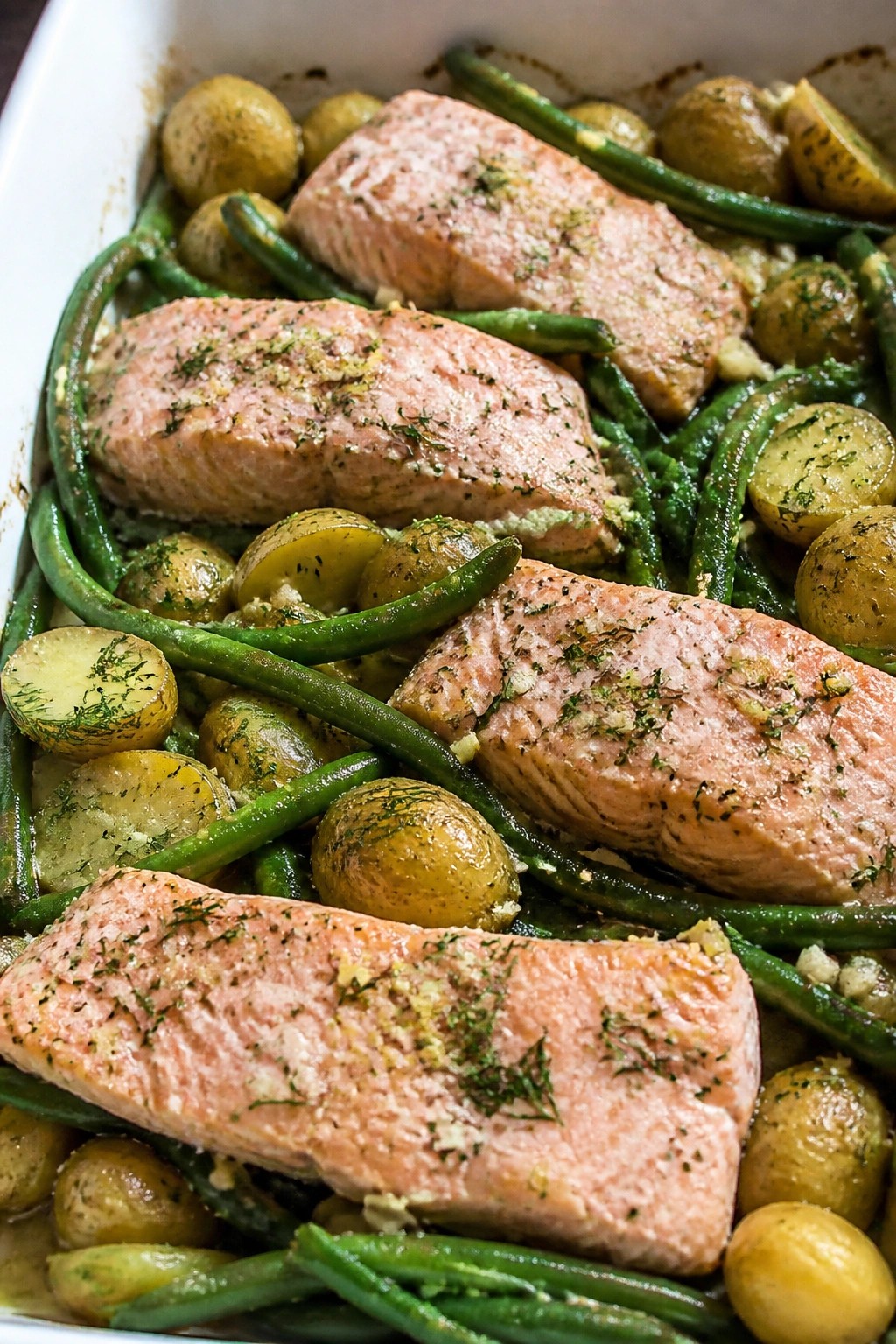 Dill Salmon New Potato and Green Bean Casserole