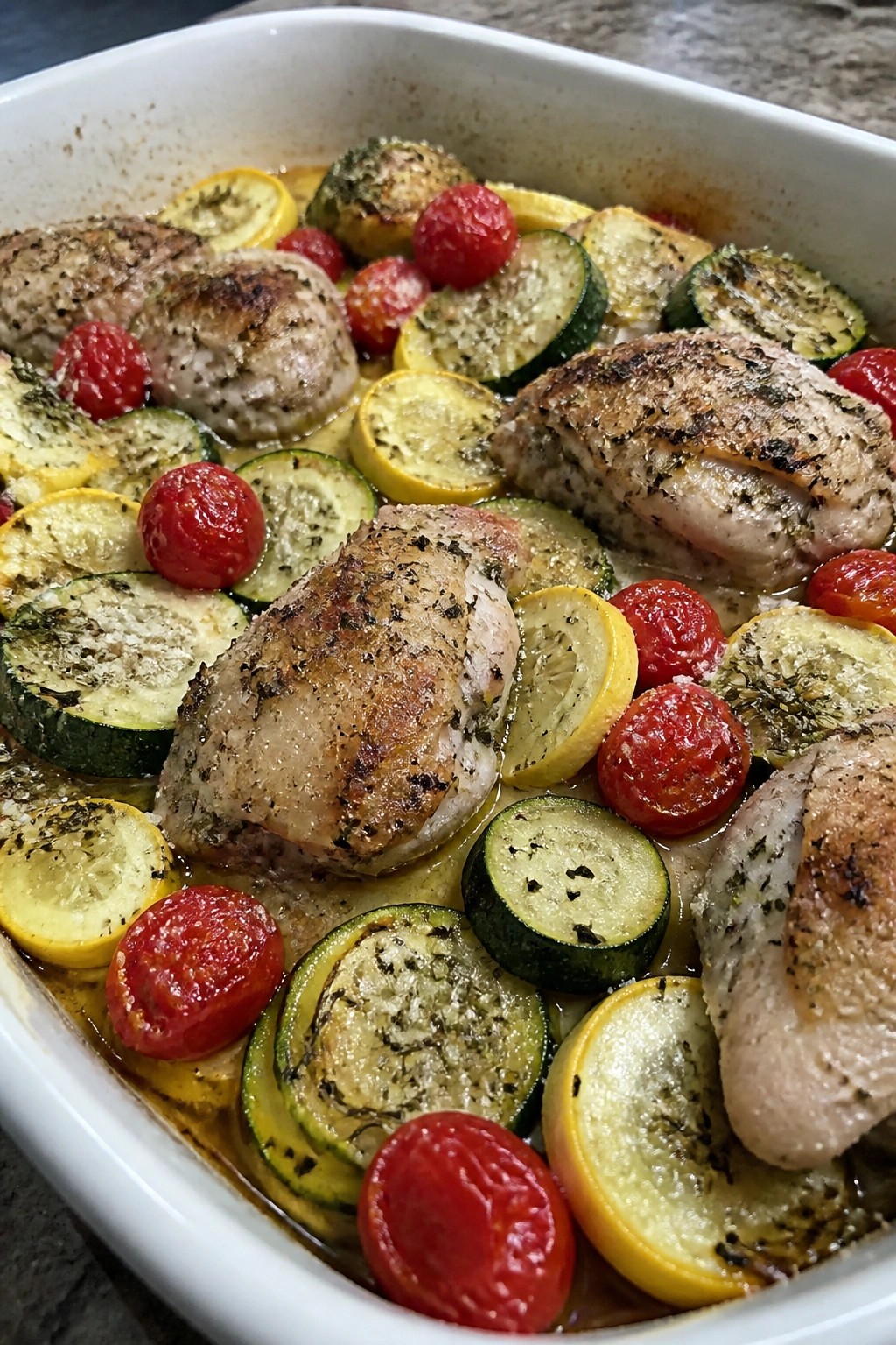 Herb Roasted Chicken and Summer Squash Casserole