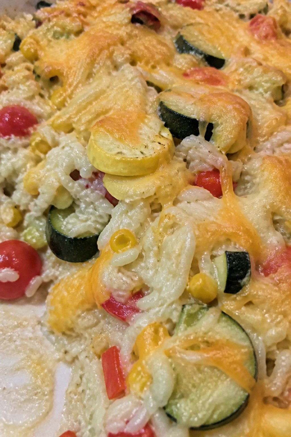 Three Cheese Summer Vegetable and Rice Casserole