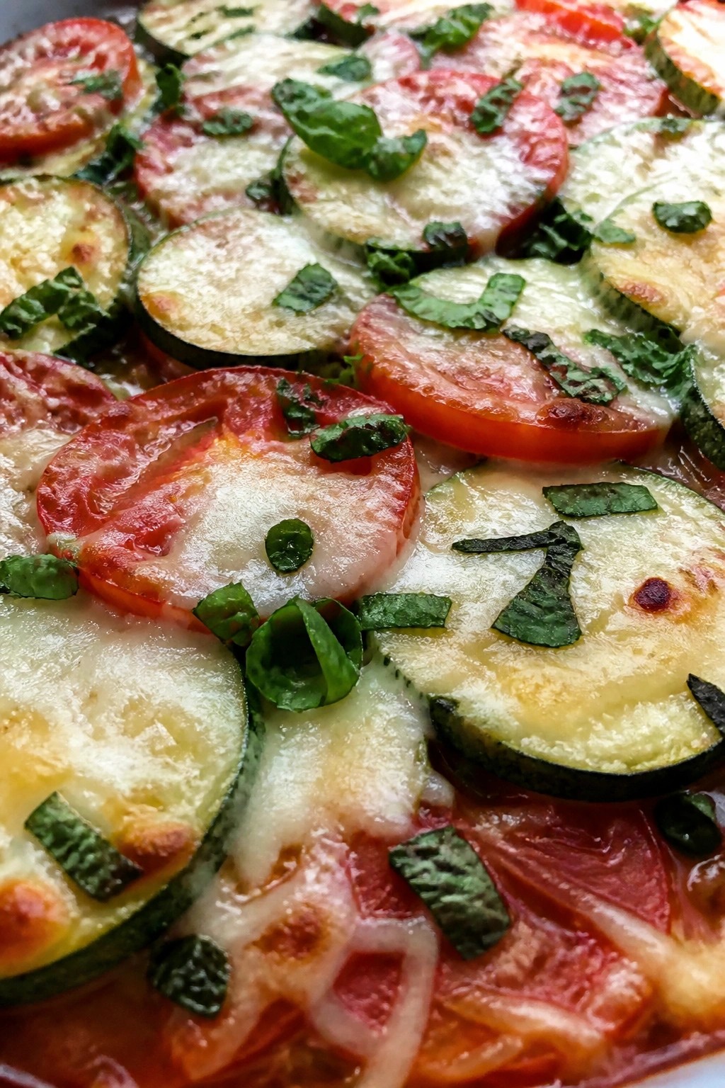 Zucchini Tomato Basil Bake with Mozzarella