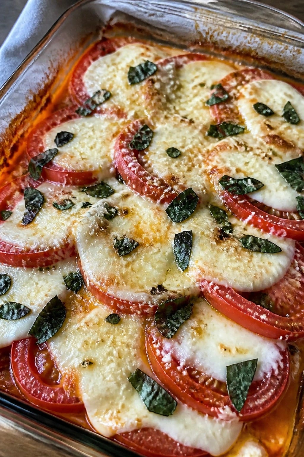 Caprese Tomato Basil Mozzarella Casserole