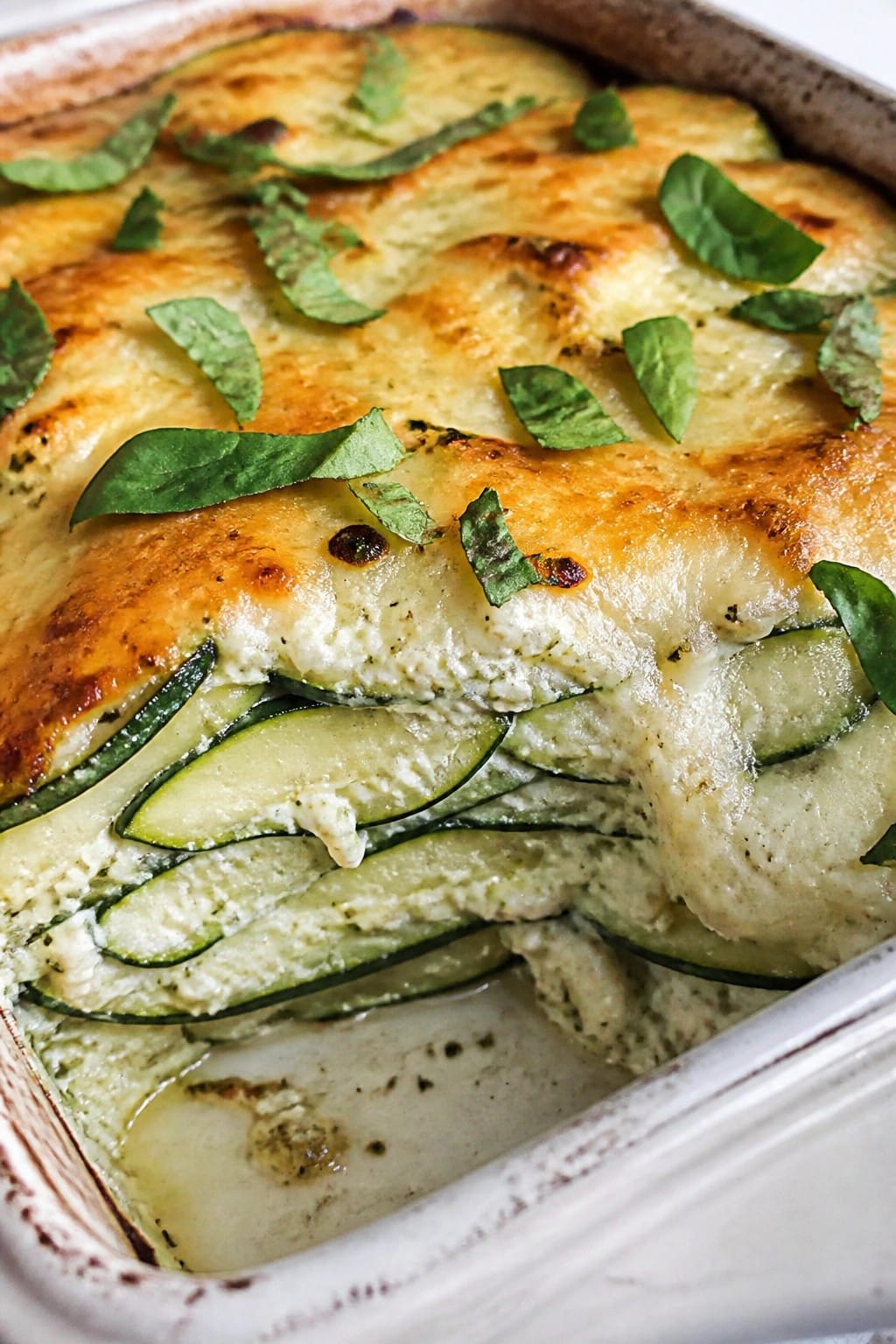 Layered Zucchini Ricotta Parmesan Casserole