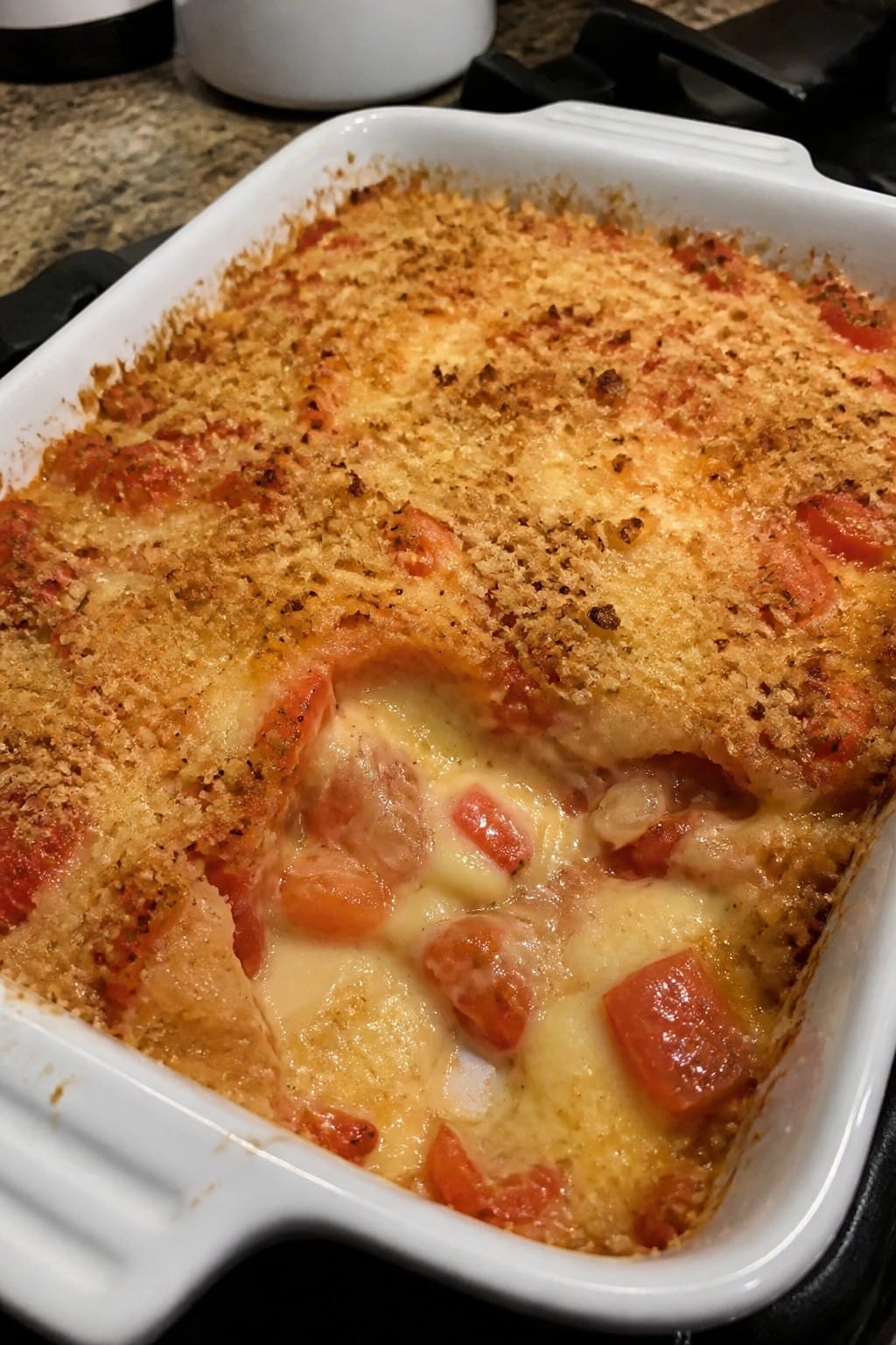 Spicy Tomato Pepper Jack Cheese Casserole