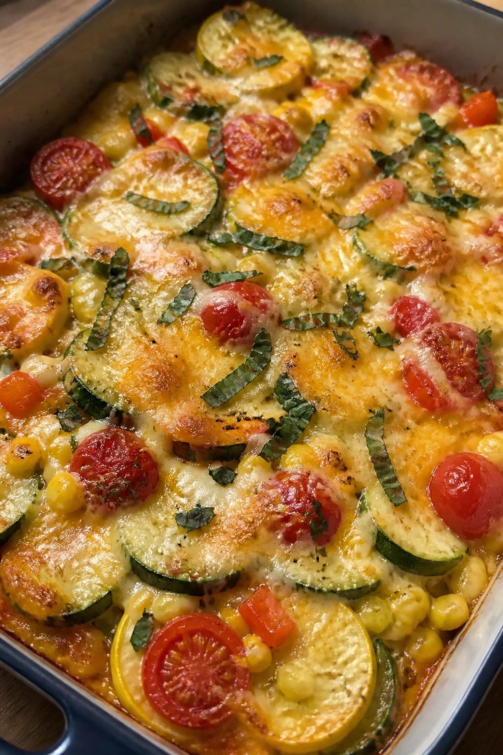 Three-Cheese Summer Vegetable Medley Casserole