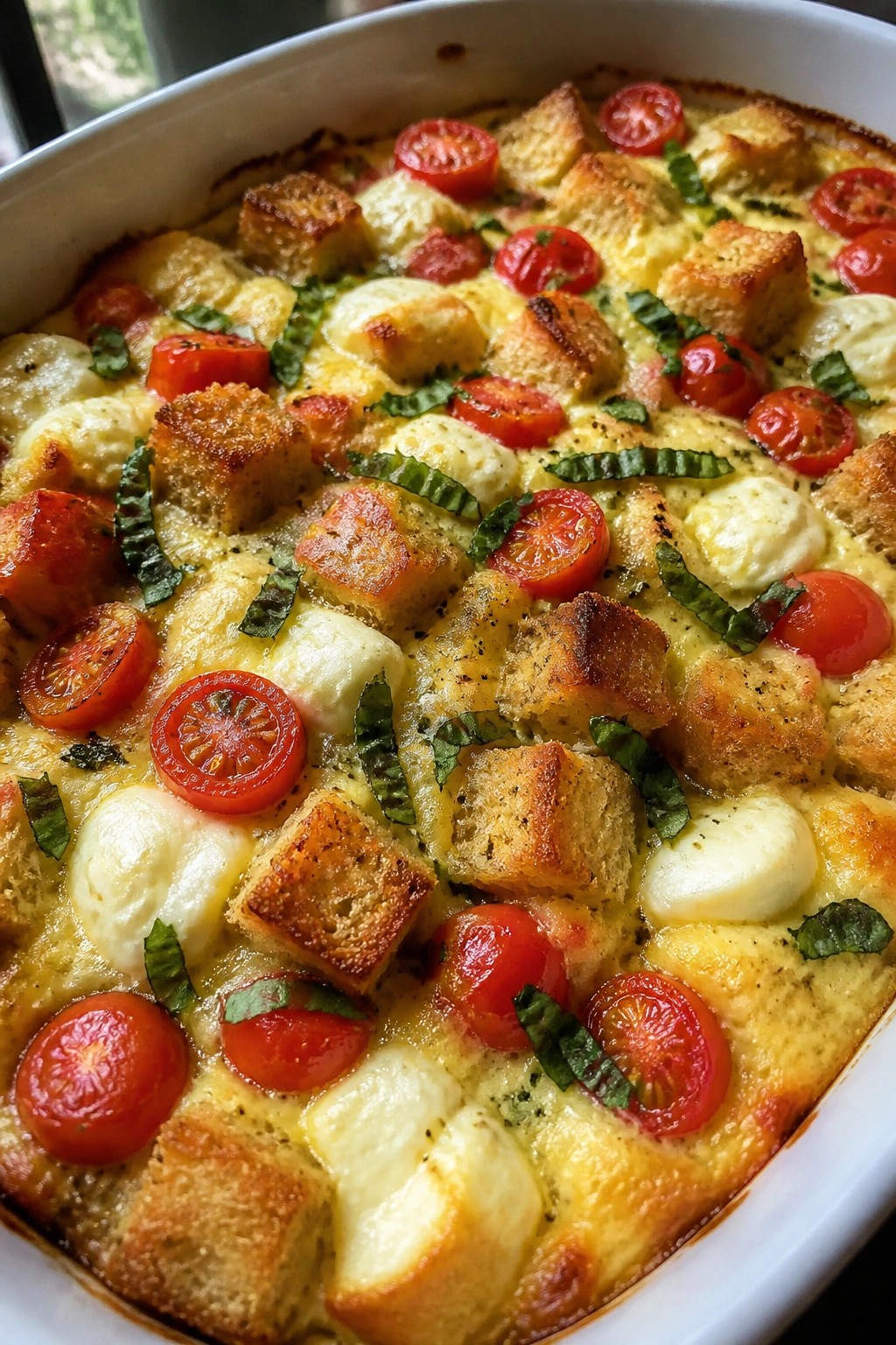 Caprese Tomato Basil Mozzarella Breakfast Casserole