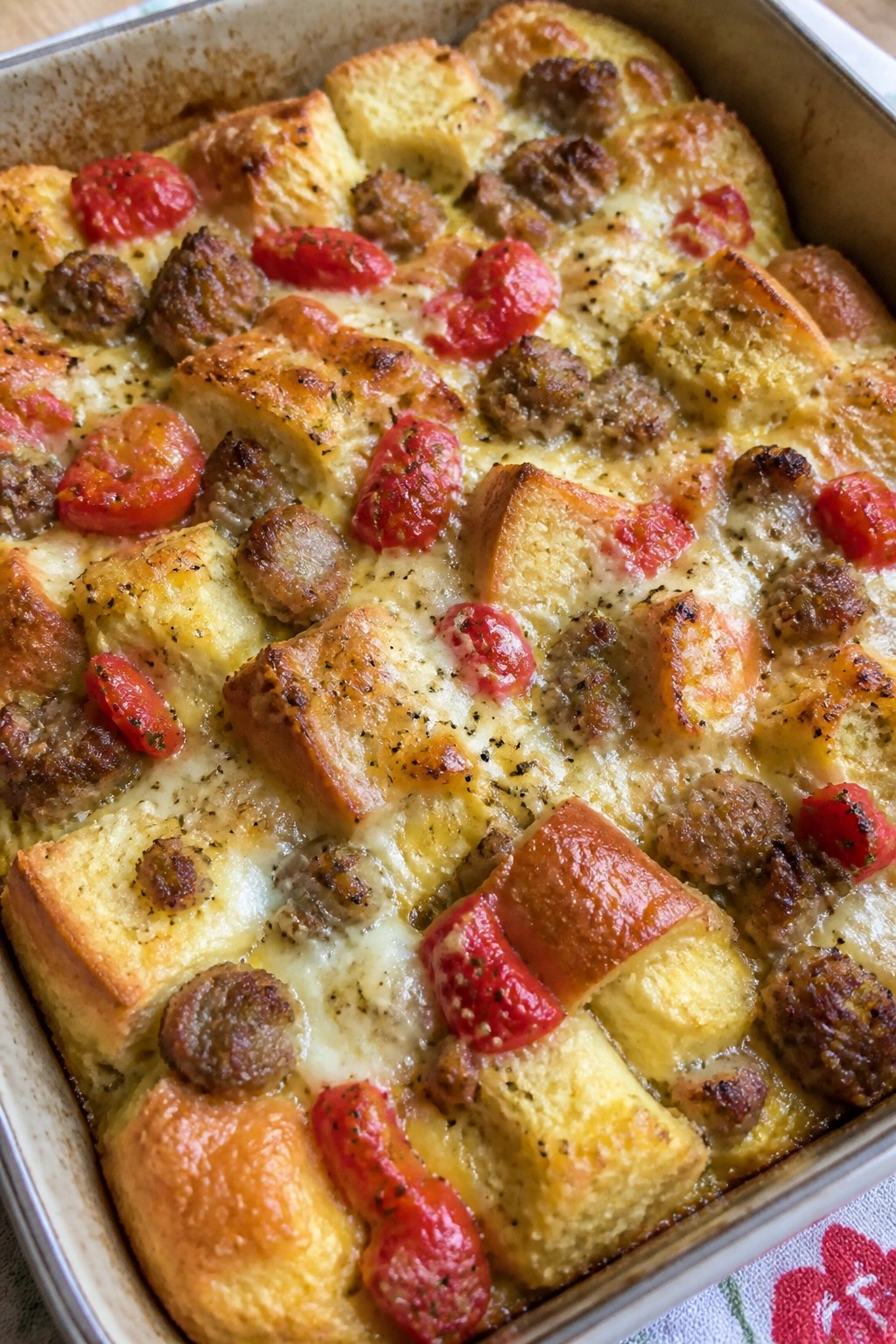 Italian Sausage Roasted Pepper Breakfast Strata