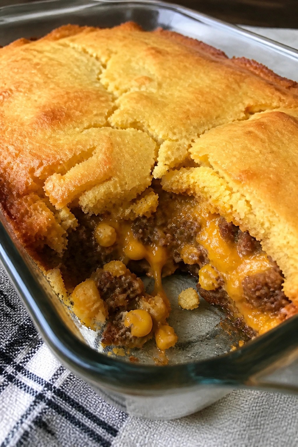 Cheesy Taco Beef and Cornbread Casserole