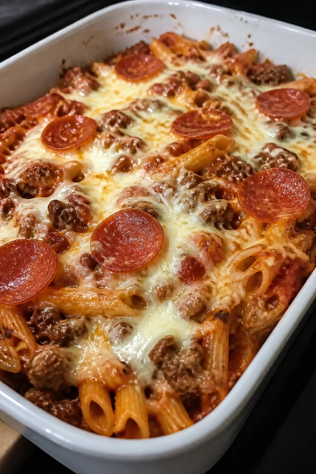 Pepperoni Pizza-Style Beef and Pasta Casserole