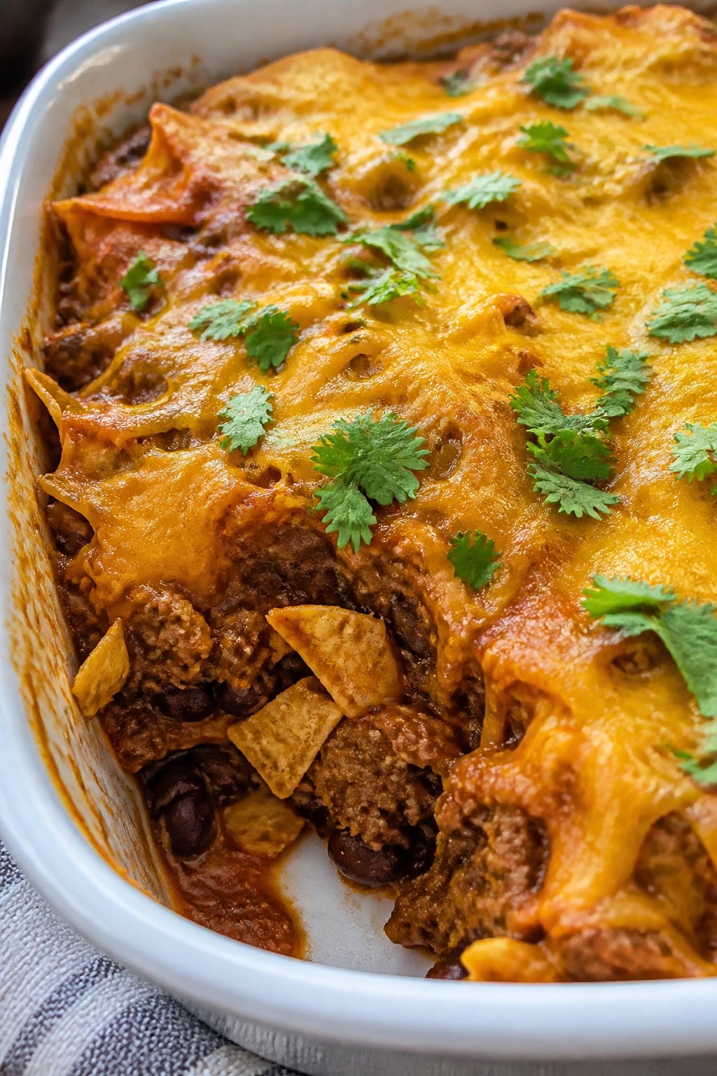 Red Enchilada Beef and Black Bean Casserole