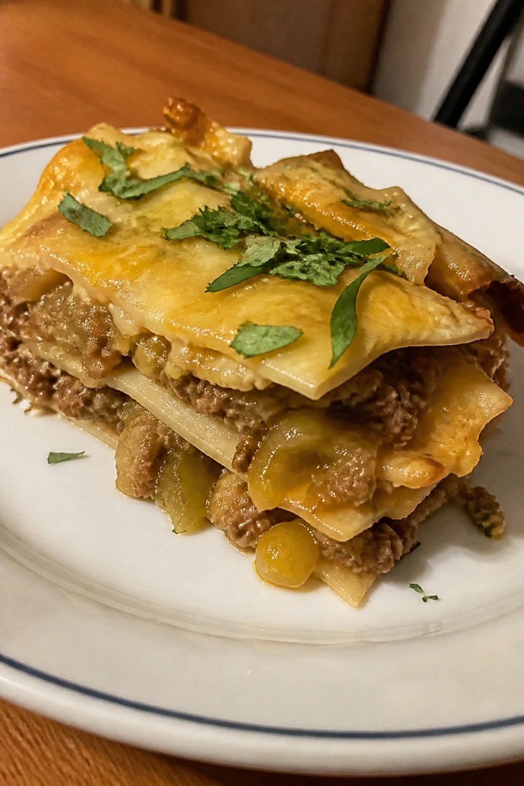 Southwest Green Chile Beef and Tortilla Casserole