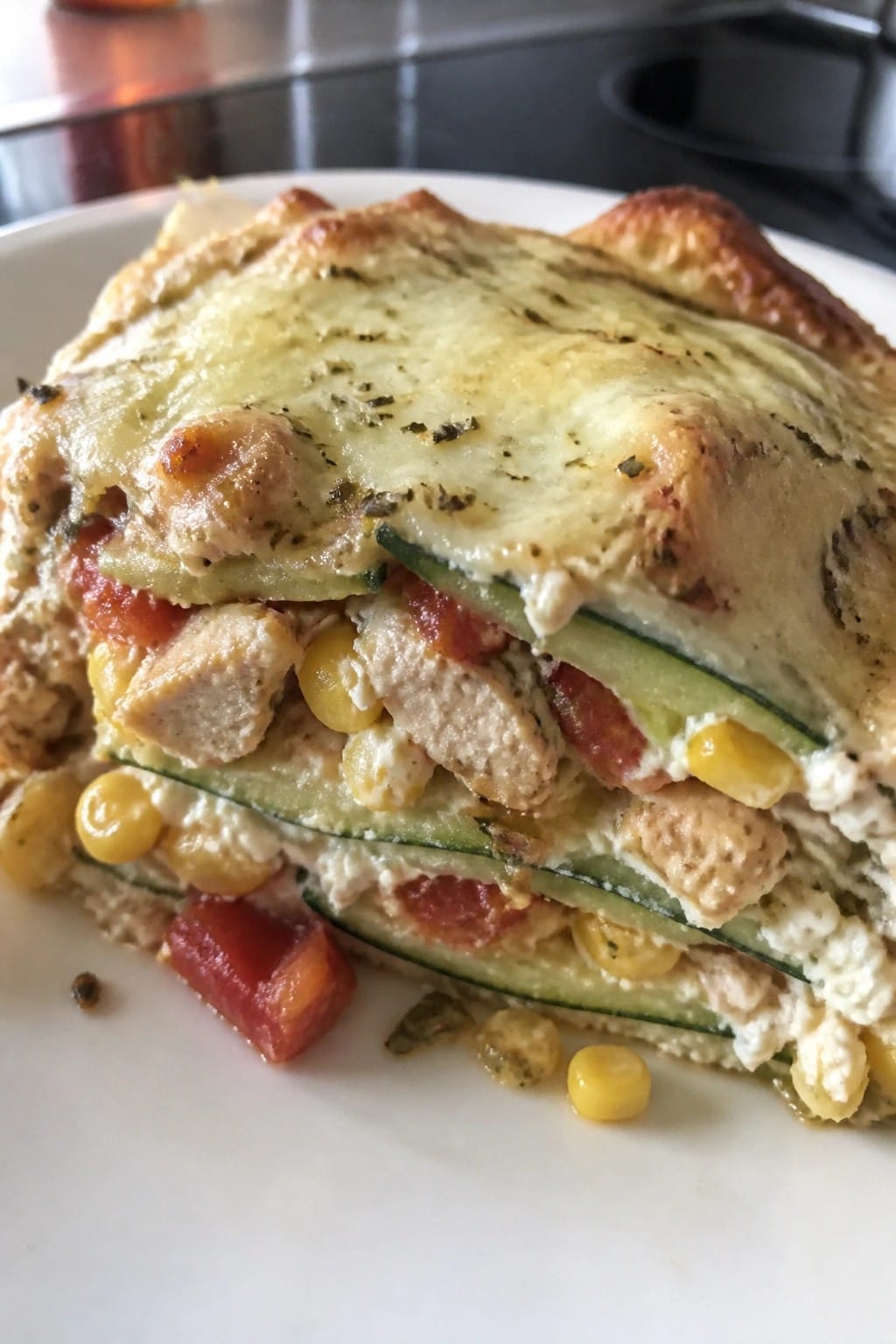 Italian Herb Chicken Zucchini Lasagna with Corn
