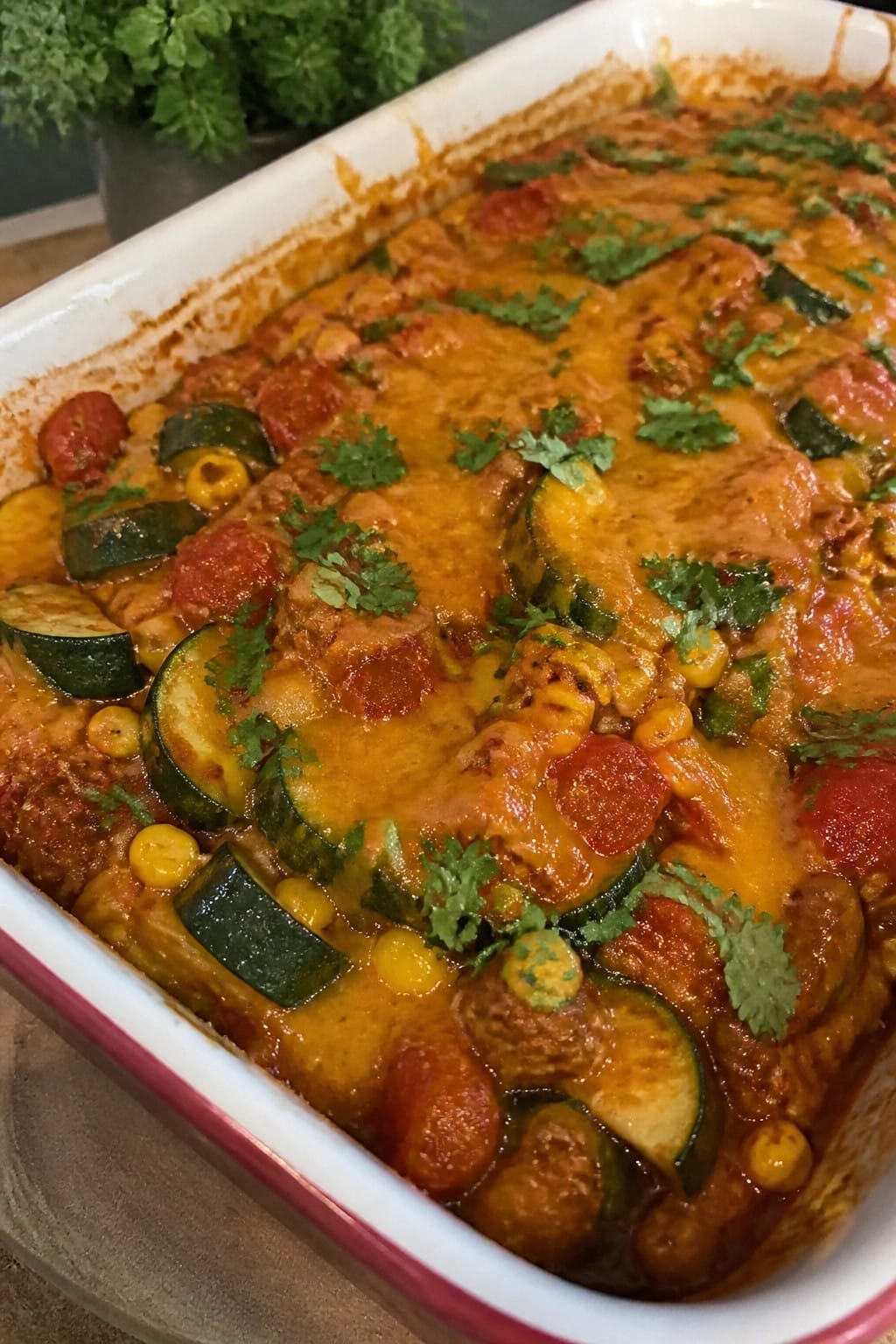 Mexican Turkey Enchilada Zucchini Corn Bake