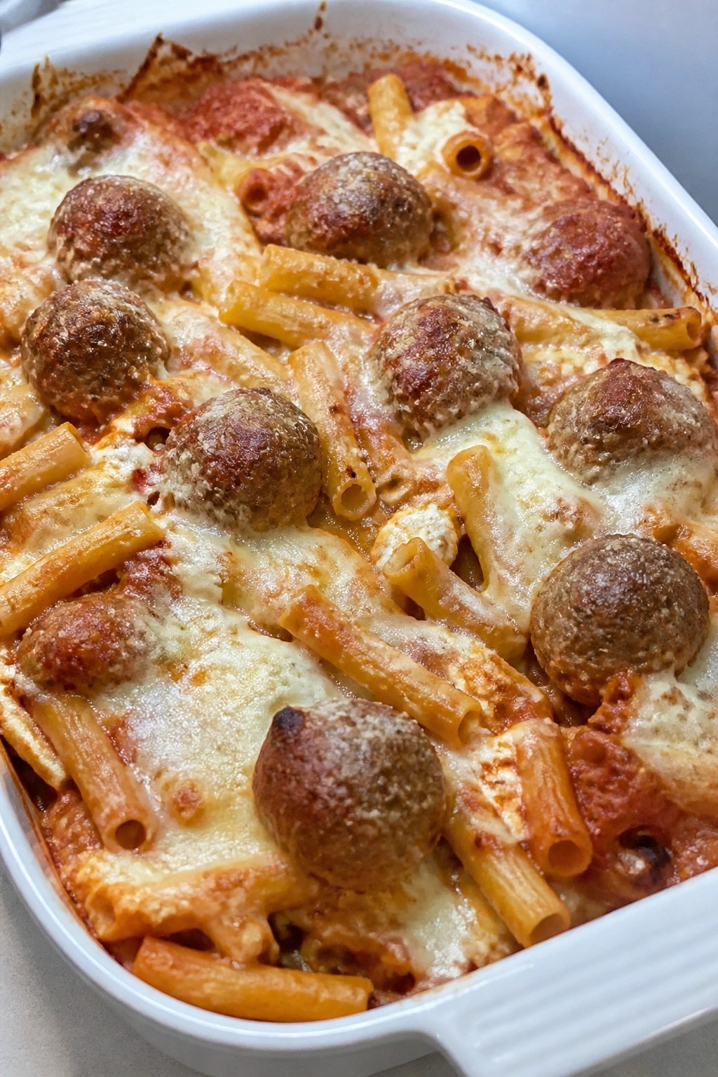 Italian Meatball and Ziti Casserole