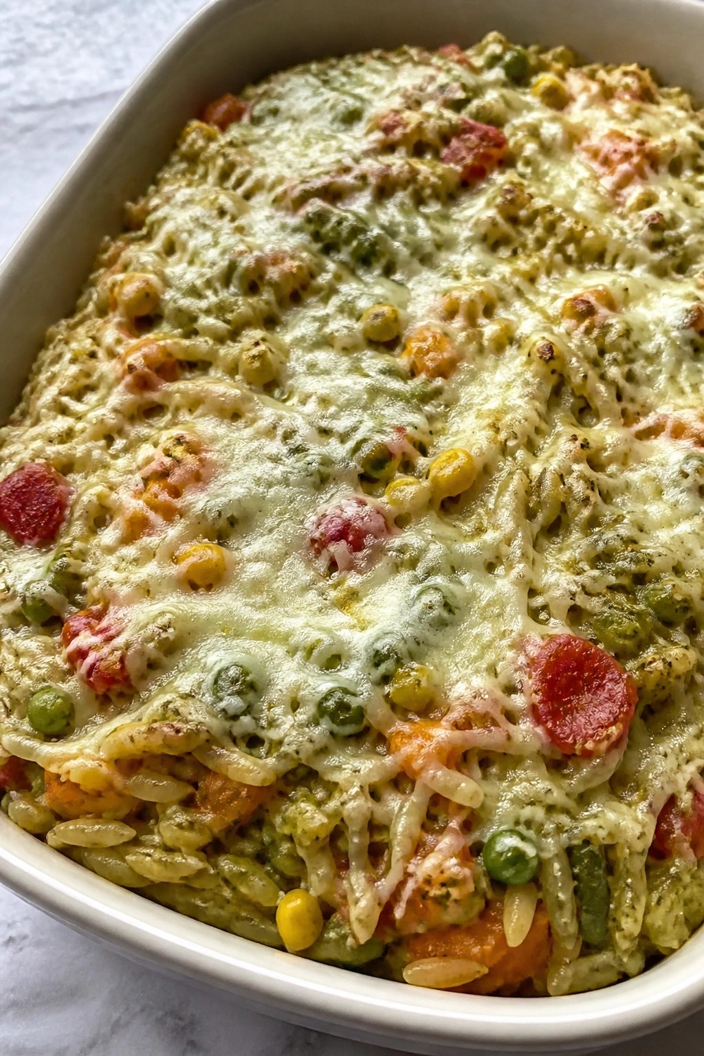 Pesto Vegetable Orzo Bake