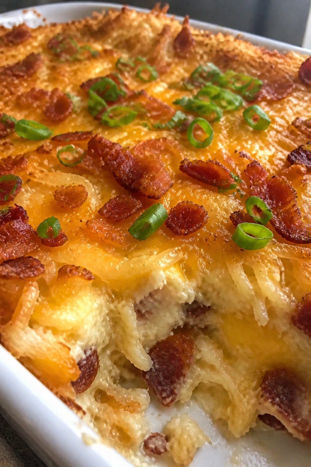 Bacon and Cheddar Loaded Hash Brown Breakfast Casserole