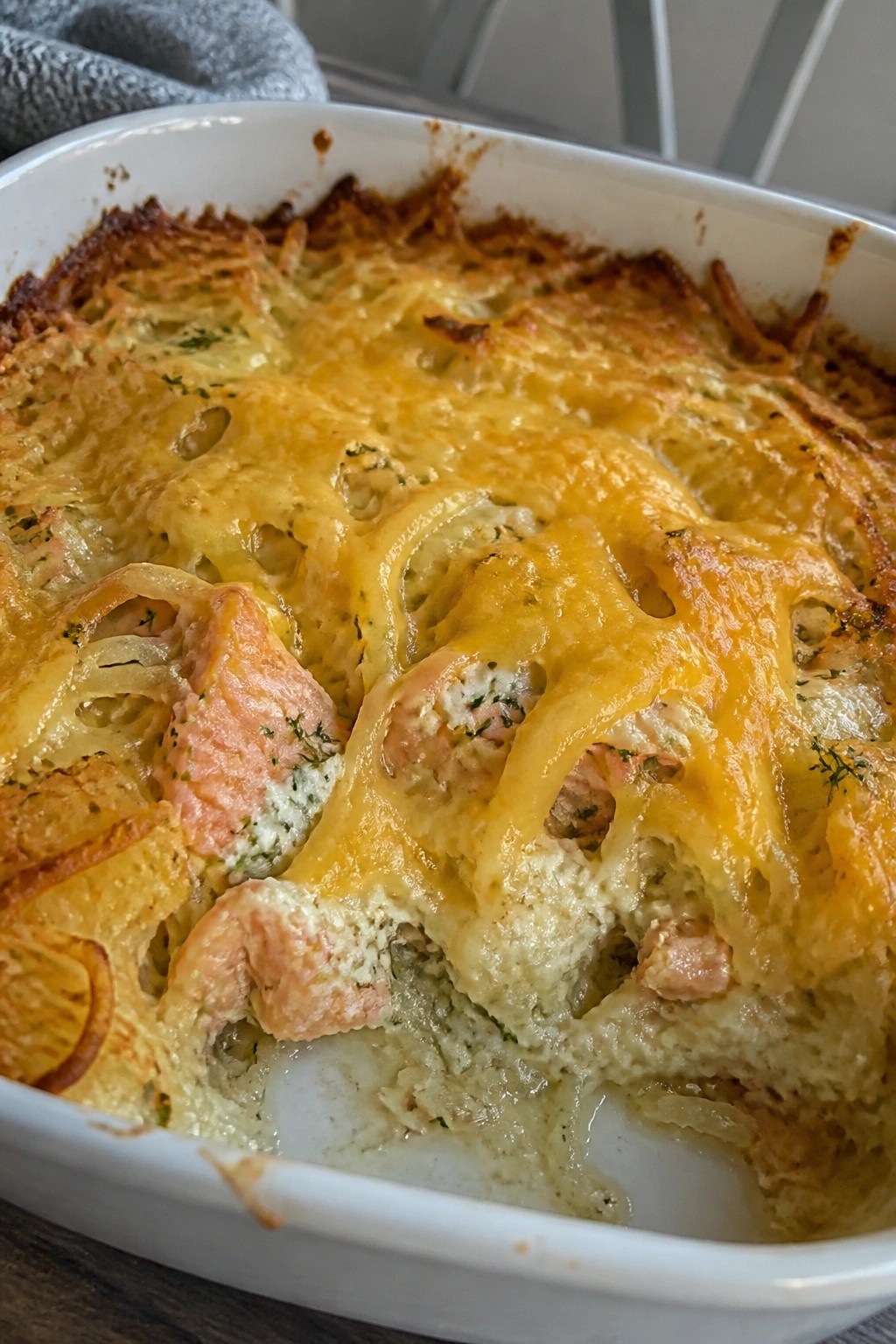Smoked Salmon and Dill Cream Cheese Hash Brown Casserole