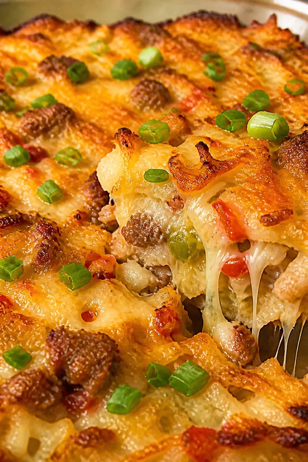 Spicy Chorizo and Pepper Jack Southwestern Hash Brown Casserole