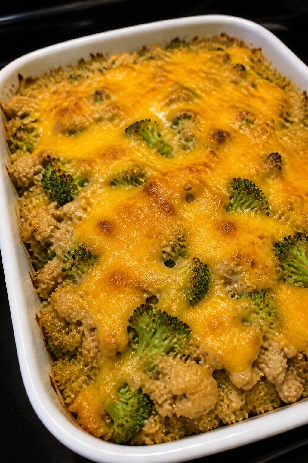 Turkey Broccoli Cheddar Quinoa Casserole