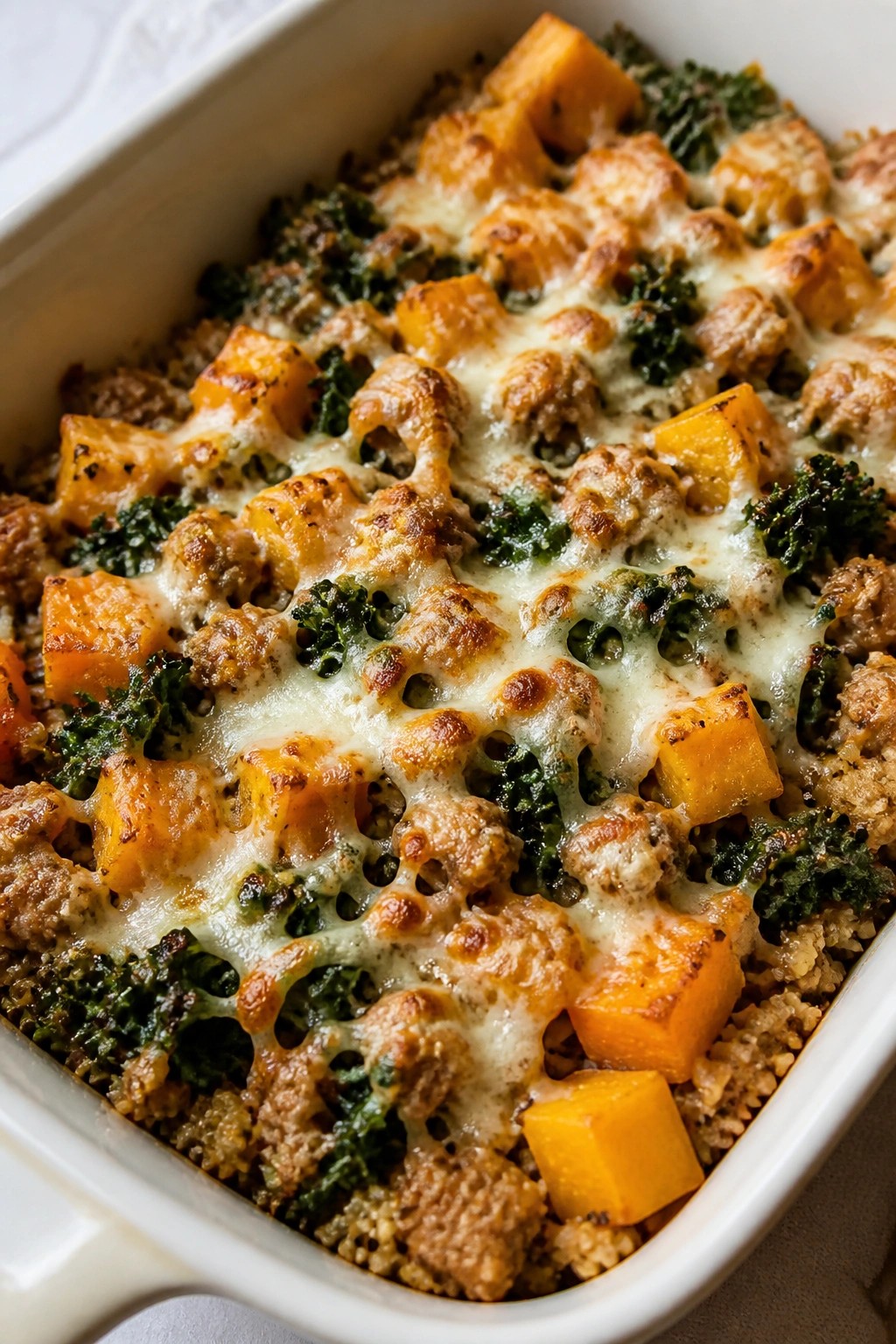 Turkey Butternut Squash and Kale Autumn Casserole