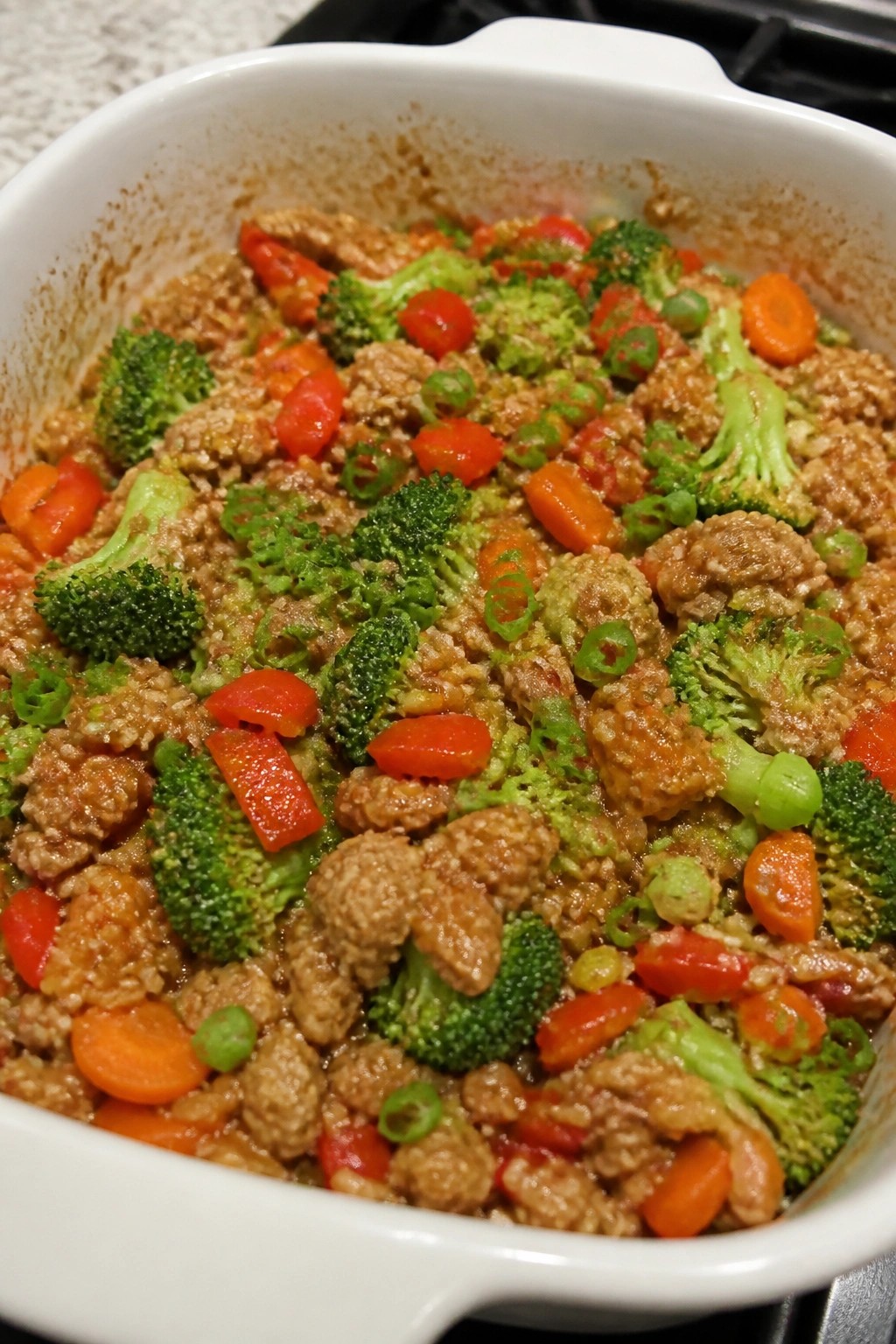 Turkey Teriyaki Vegetable Brown Rice Casserole
