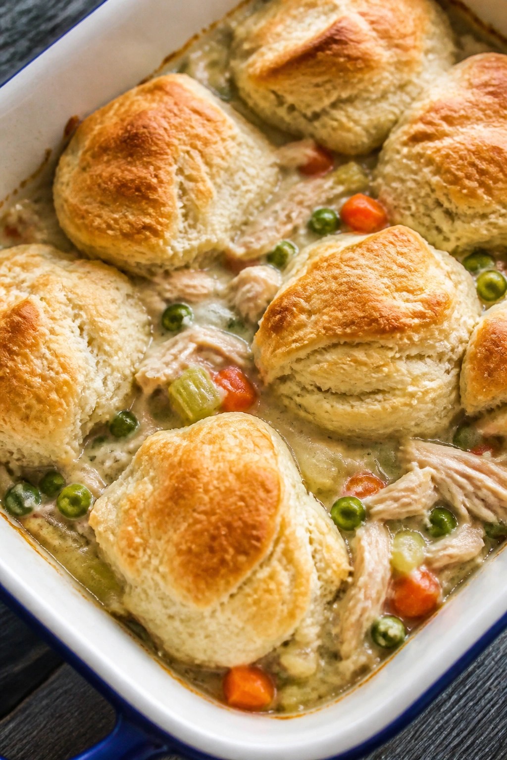 Creamy Chicken and Vegetable Biscuit Pot Pie Casserole