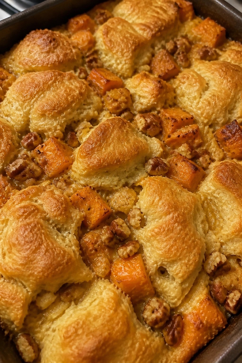 Sweet Potato Pecan Biscuit Breakfast Casserole