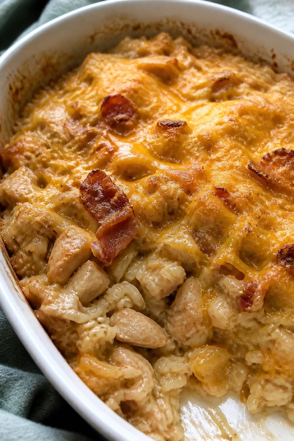 Bacon and Caramelized Onion Chicken Rice Casserole