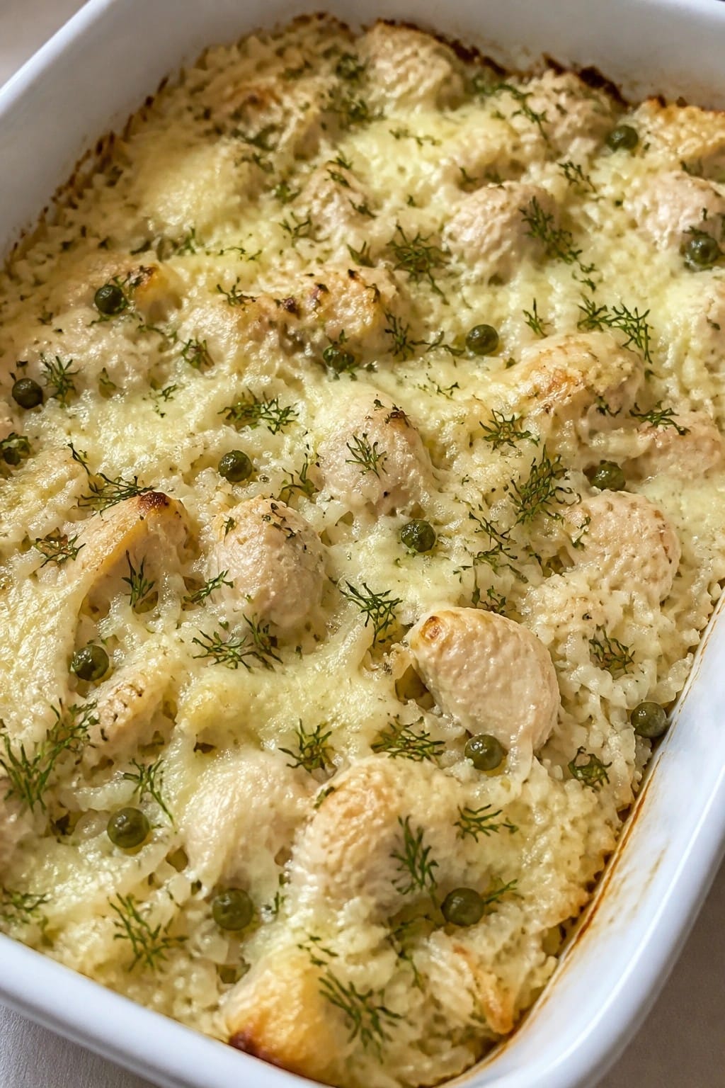 Lemon Dill Chicken Rice Casserole with Capers