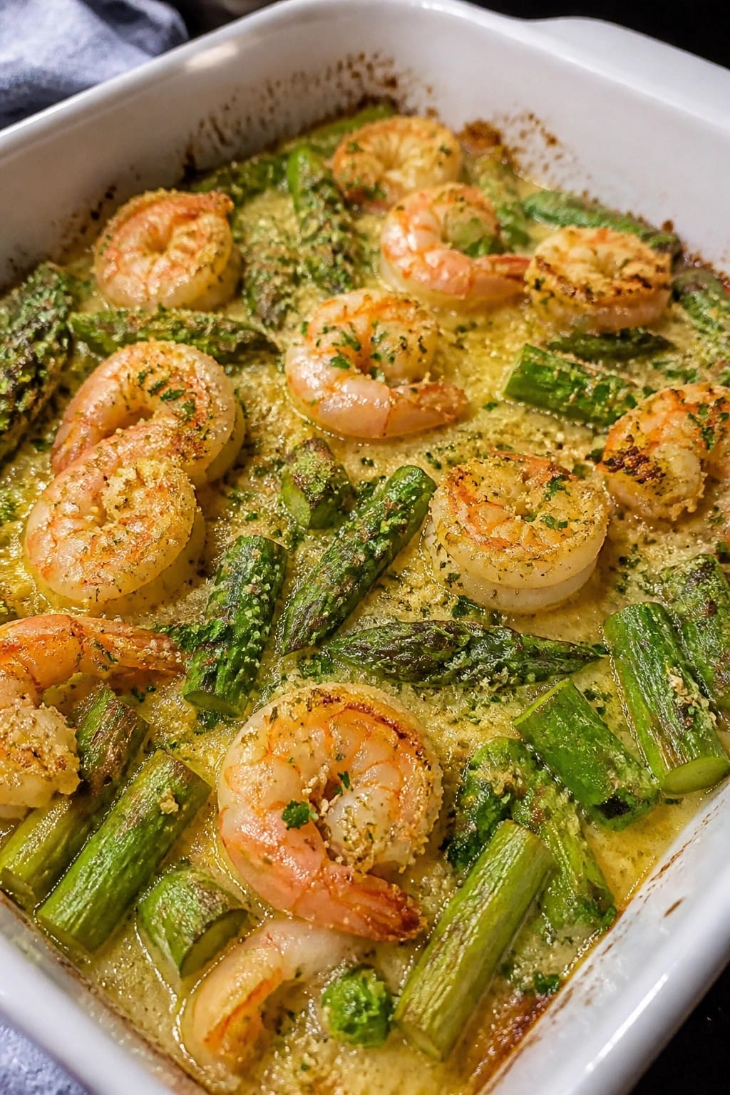 Lemon Garlic Shrimp Asparagus Bake