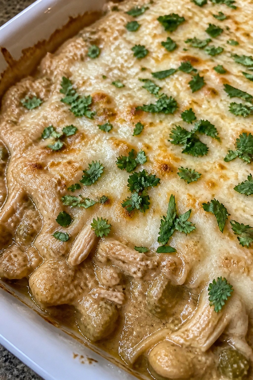 Green Chile Chicken Refried Bean Casserole