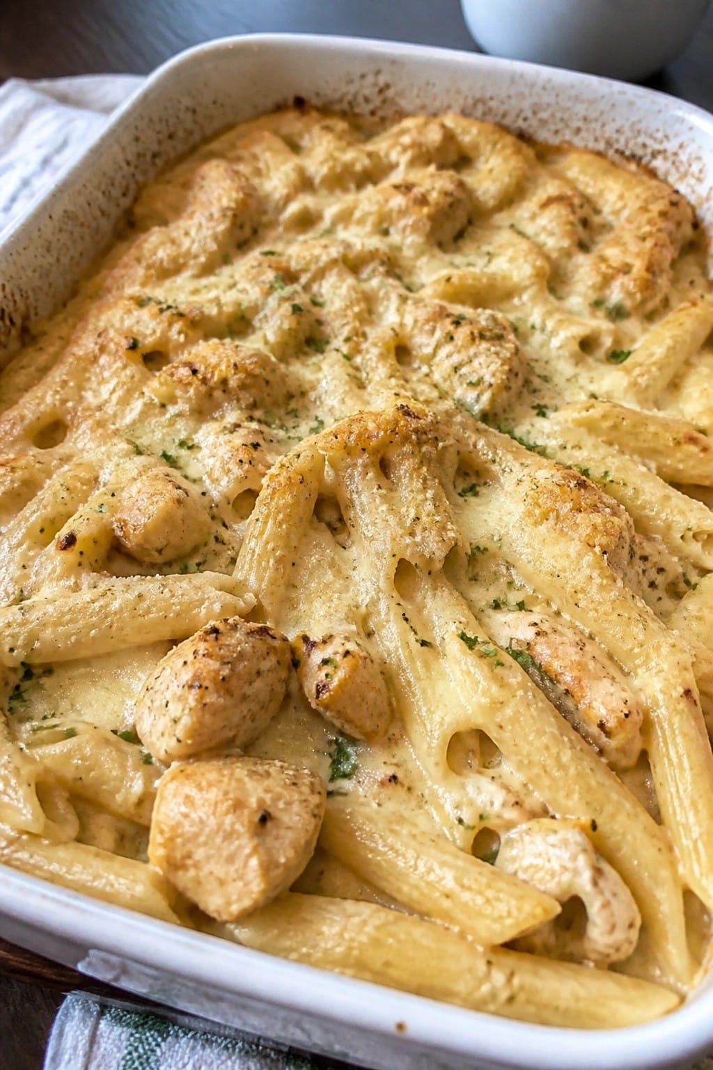 Garlic Parmesan Chicken Pasta Casserole