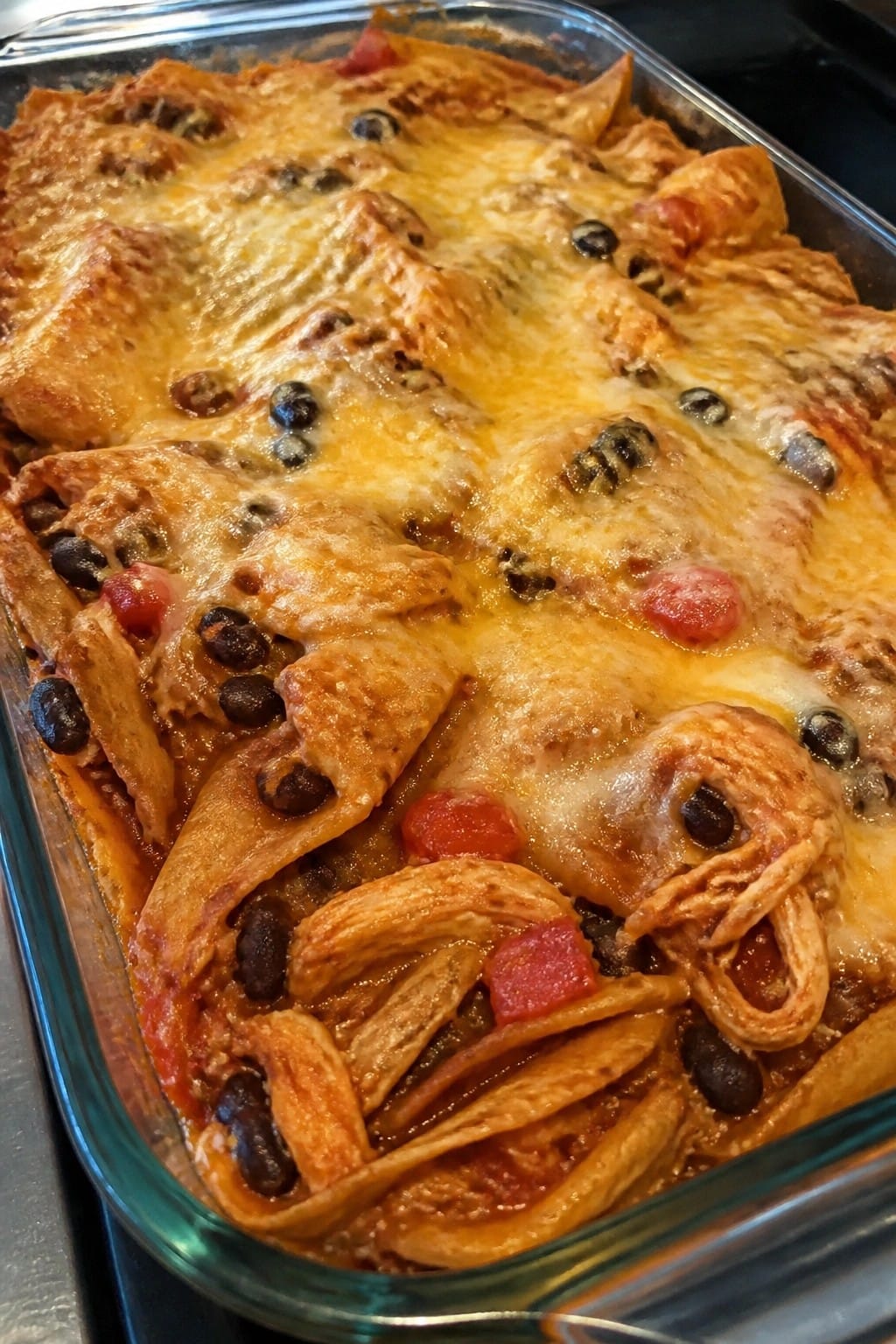 Mexican Chicken Black Bean Enchilada Bake