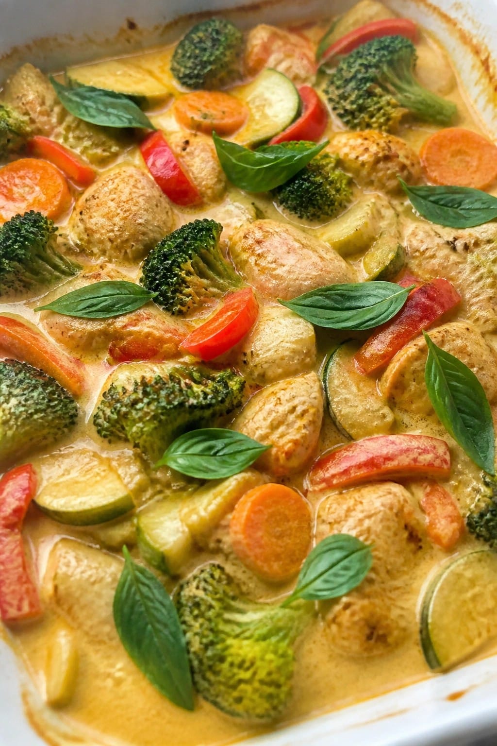 Thai Coconut Curry Chicken Vegetable Bake