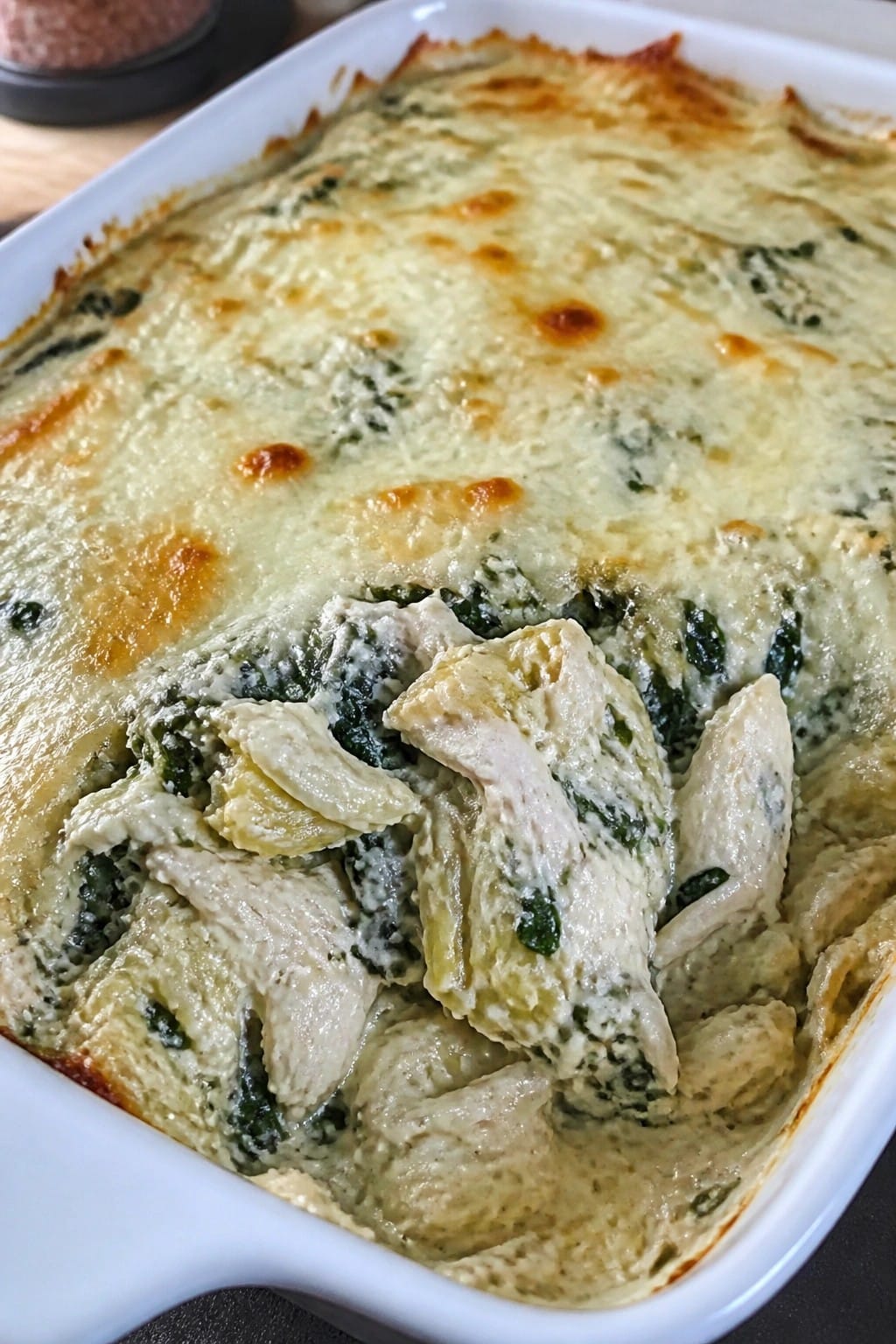 Creamy Spinach Artichoke Chicken Casserole