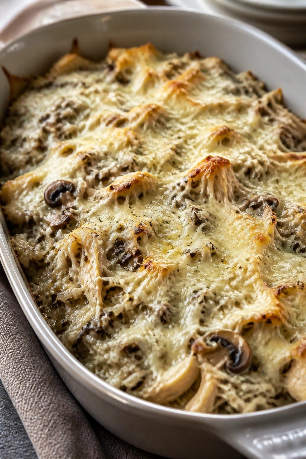 Creamy Chicken and Wild Rice Casserole with Mushrooms