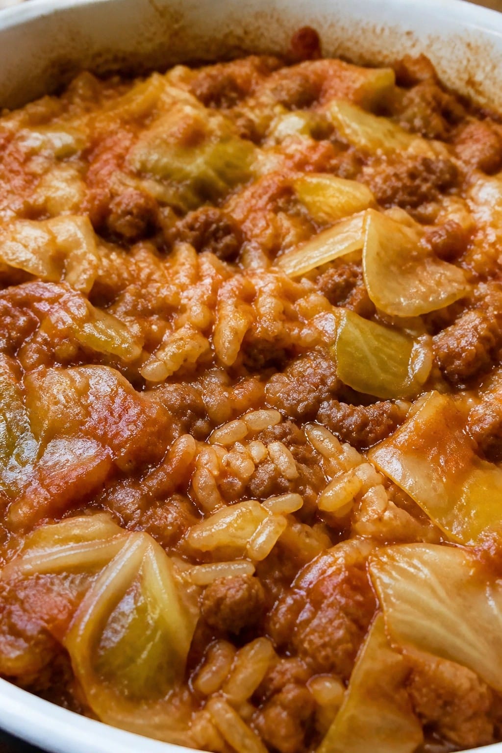 Baked Cabbage Roll Casserole with Tomato Sauce