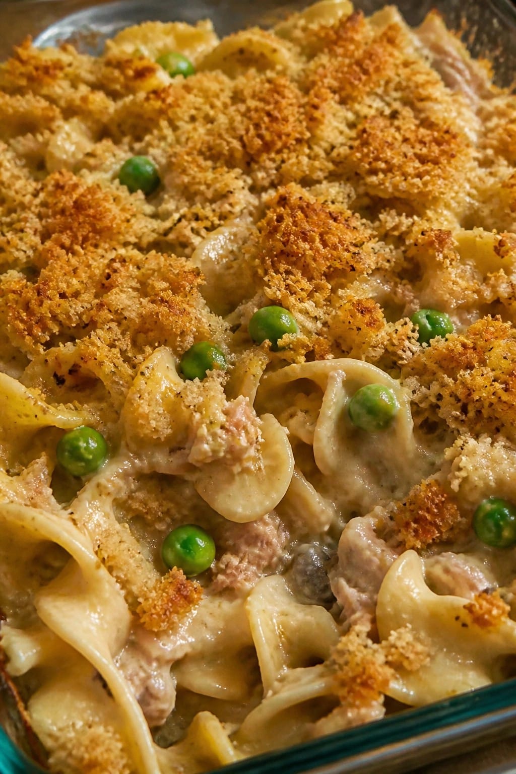 Tuna Noodle Casserole with Peas and Buttery Crumbs