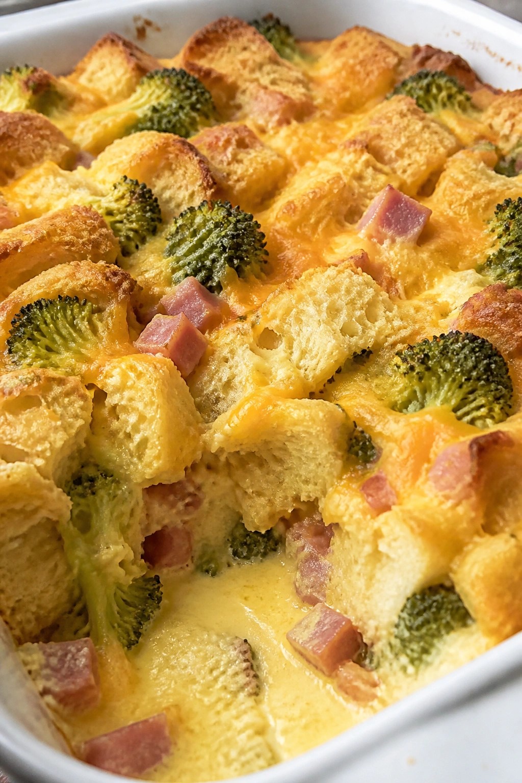 Ham Broccoli and Cheddar Casserole