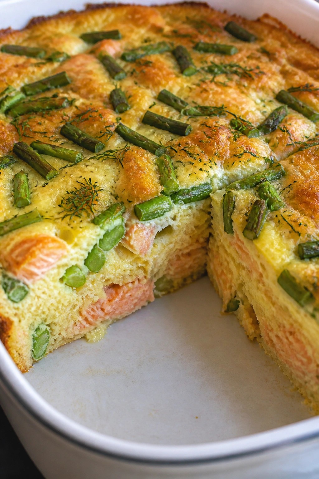 Smoked Salmon Asparagus and Dill Casserole