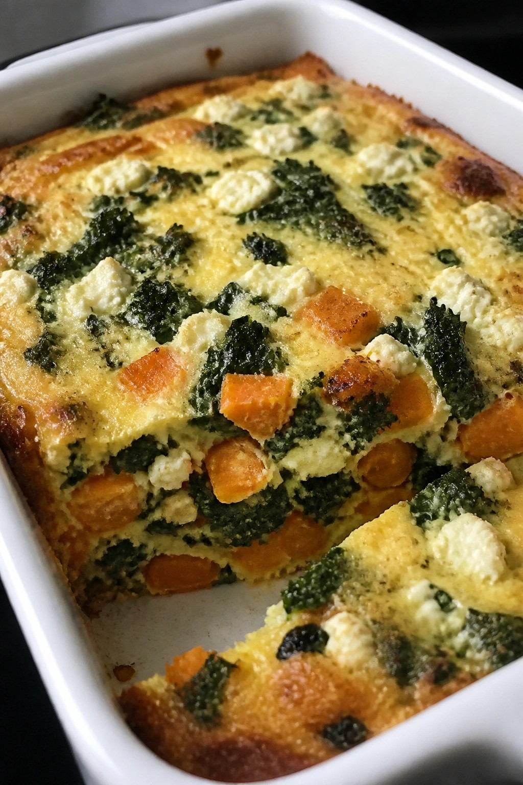 Sweet Potato Kale and Goat Cheese Bake