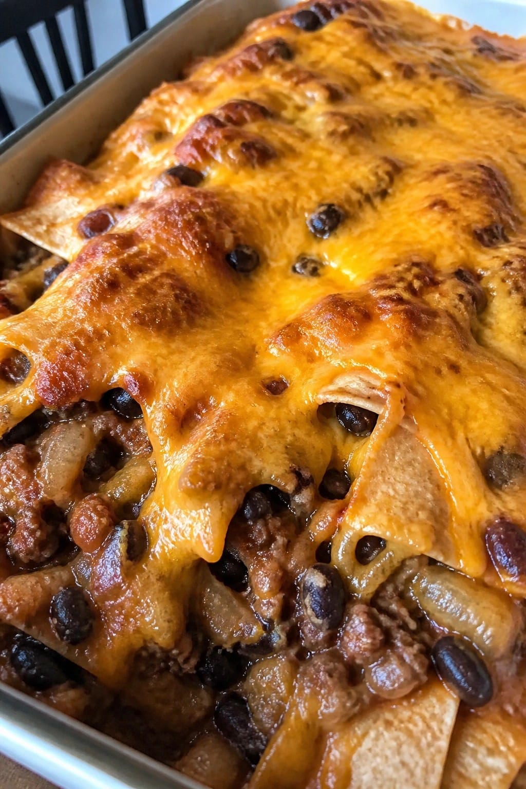 Cheesy Beef and Bean Burrito Casserole